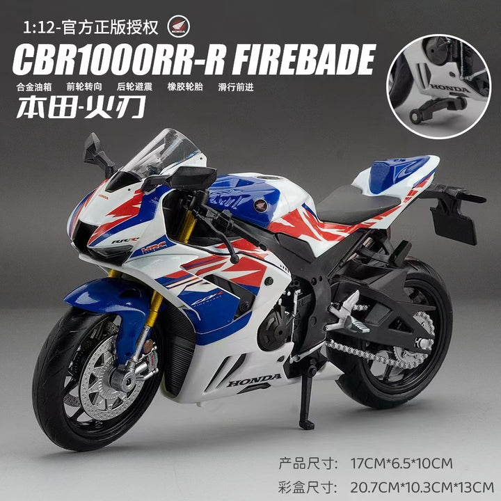 Licensed 1:12 Motorcycle Model Diecast – BMW S1000RR, Kawasaki ZX-6R, Yamaha YZF-R1, Honda CBR1000RR-R