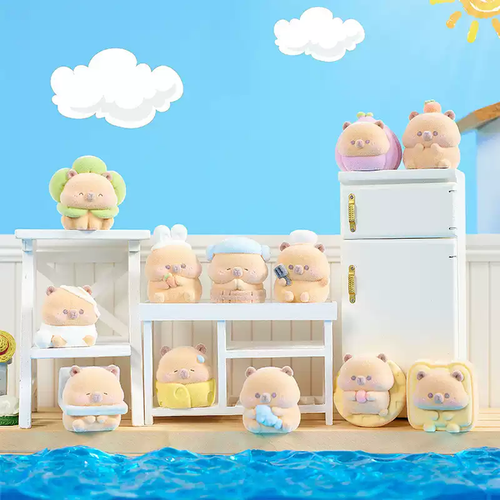 Cute and Adorable Capybara Series Plush Blind Box 可爱萌态卡皮巴拉系列植绒萌粒盲袋盲盒桌面车载中控潮玩手办摆件