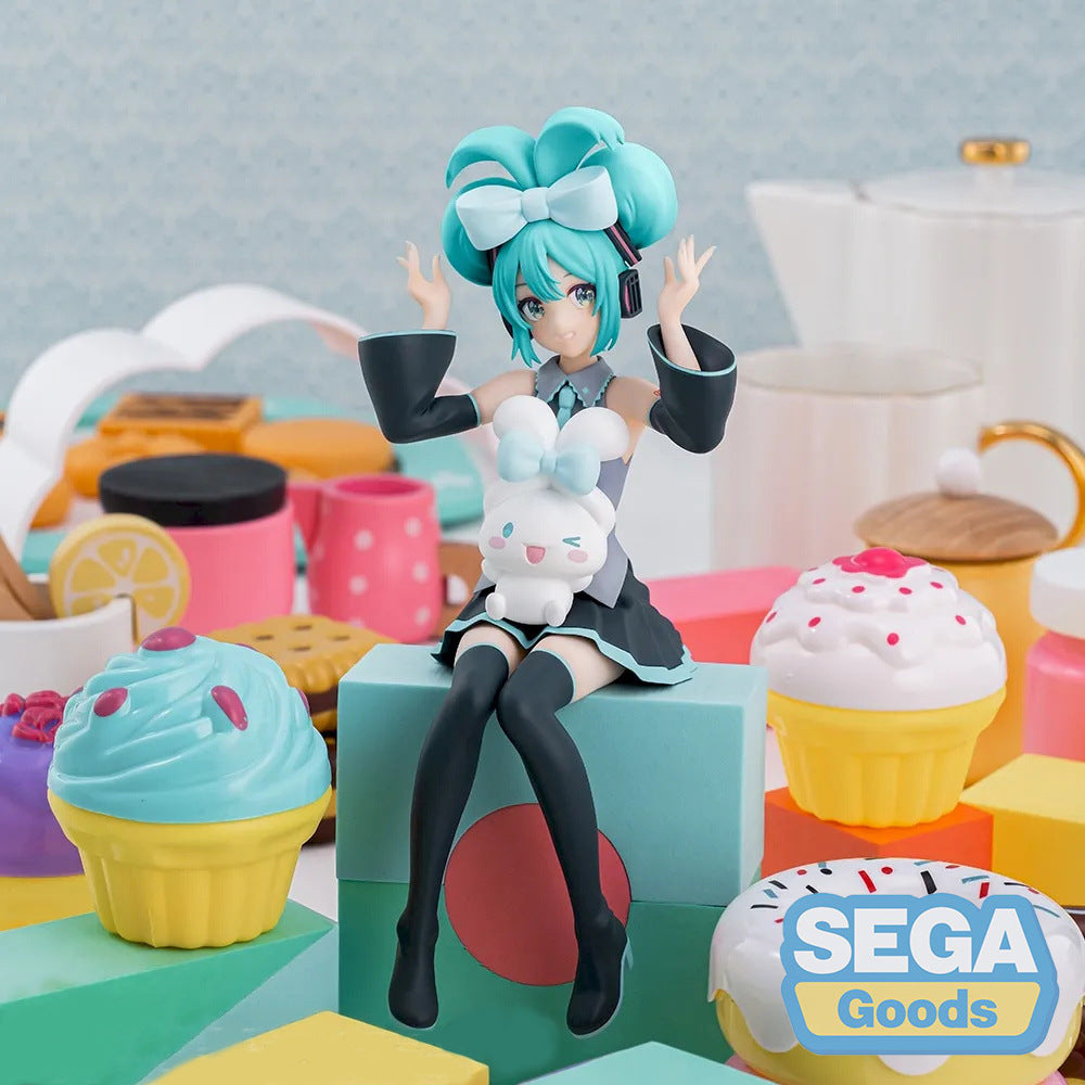 Sega Hatsune Miku With Cinnamoroll Sitting Pose with Raised Hand (Height: 21cm)