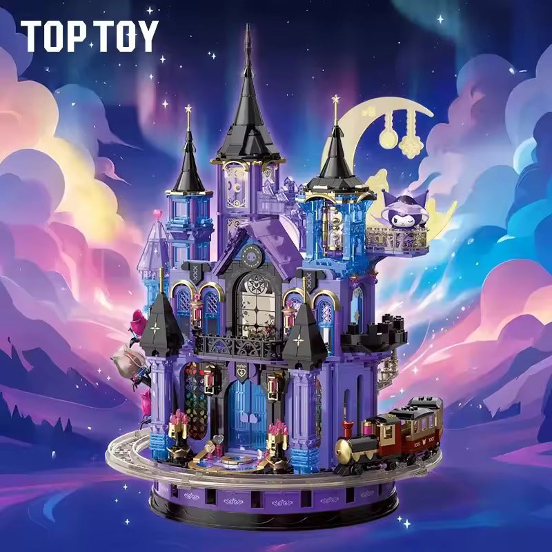 TOPTOY Sanrio Kuromi Purple Crystal Like Castle Set Building Blocks Cute Assembled Street Scene Toy New Year Gift