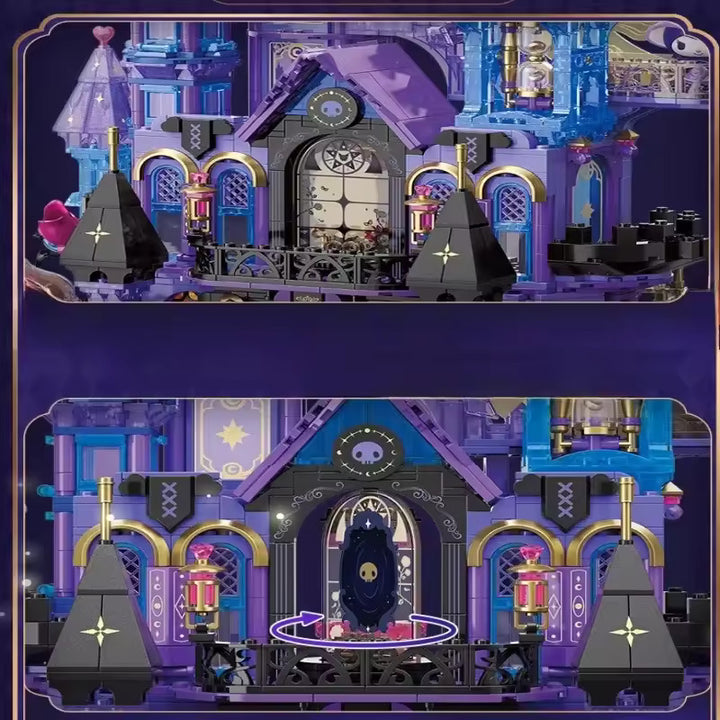 TOPTOY Sanrio Kuromi Purple Crystal Like Castle Set Building Blocks Cute Assembled Street Scene Toy New Year Gift