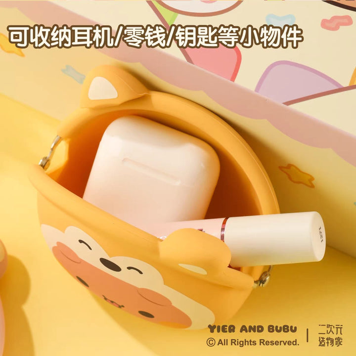 Authentic YIER BuBu Silicone Coin Purse – Cute Cartoon Key & Earphone Storage Pouch 正版一二布布硅胶口金零钱包可爱卡通钥匙耳机收纳包外出便携