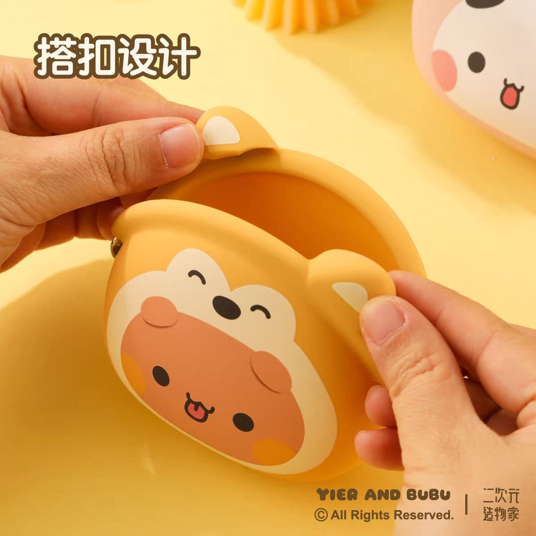 Authentic YIER BuBu Silicone Coin Purse – Cute Cartoon Key & Earphone Storage Pouch 正版一二布布硅胶口金零钱包可爱卡通钥匙耳机收纳包外出便携