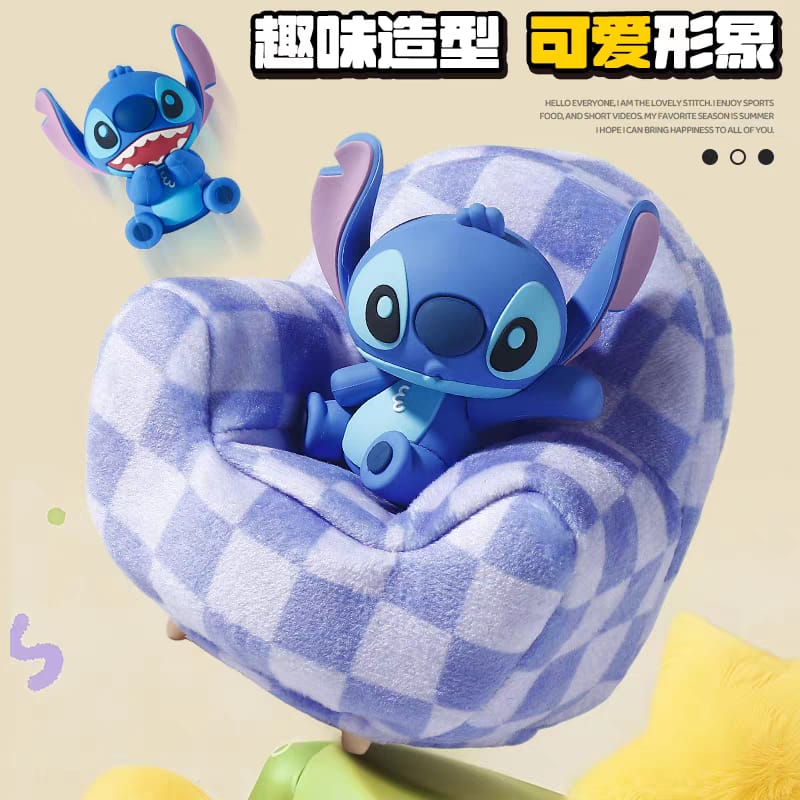 Disney Stitch Plush Night Light Sofa Tap Lamp with Phone Stand Cute Desk Decor Gift 迪士尼史迪仔小夜灯毛绒沙发拍拍灯手机支架摆件手办桌面年会礼物