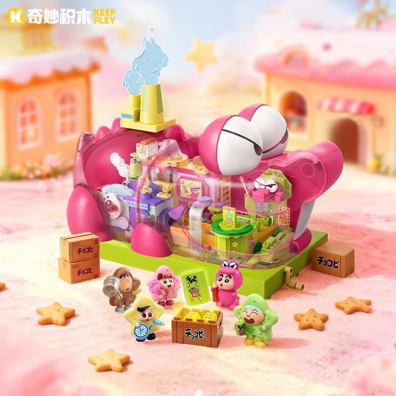 Keeppley Crayon Shin-chan Crocodile Mountain Biscuit Factory Building Blocks Display Toy 奇妙积木Keeppley蜡笔小新鳄鱼山饼干工厂摆件玩具