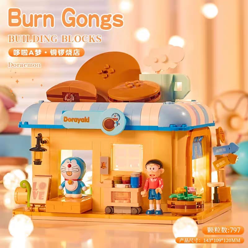 ReadyStocks Doraemon Building blocks toys 贝乐迪 小叮当 哆啦A梦 街景 建筑系列哆啦A梦电视机道具屋卡通拼装积木相机造型女生送礼佳品亚克力盒子