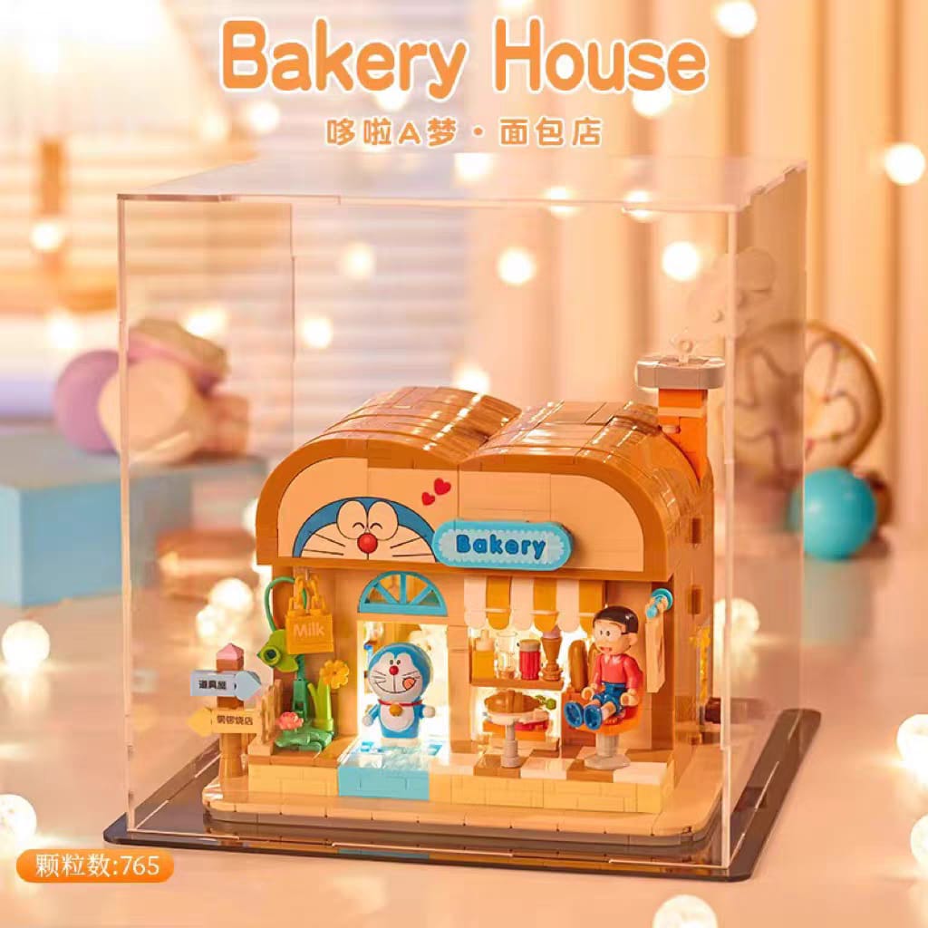 ReadyStocks Doraemon Building blocks toys 贝乐迪 小叮当 哆啦A梦 街景 建筑系列哆啦A梦电视机道具屋卡通拼装积木相机造型女生送礼佳品亚克力盒子