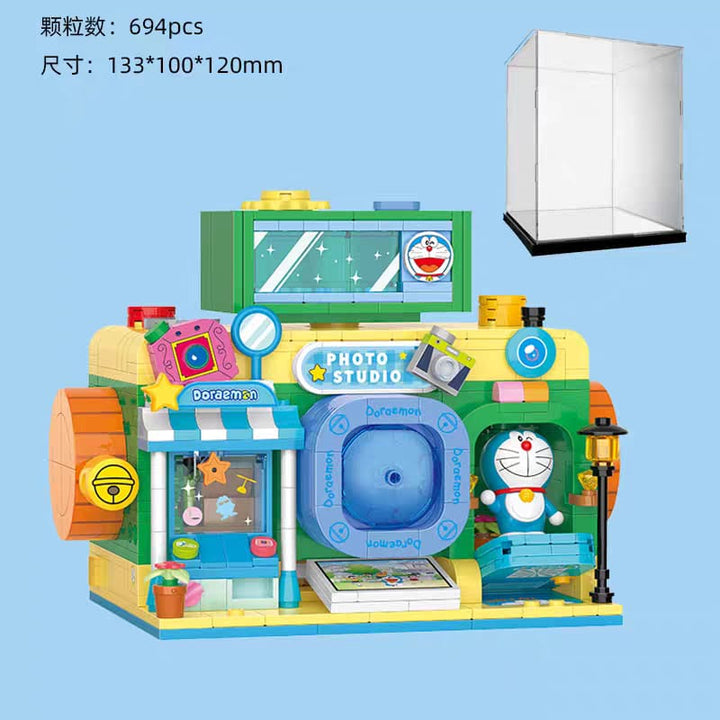 ReadyStocks Doraemon Building blocks toys 贝乐迪 小叮当 哆啦A梦 街景 建筑系列哆啦A梦电视机道具屋卡通拼装积木相机造型女生送礼佳品亚克力盒子