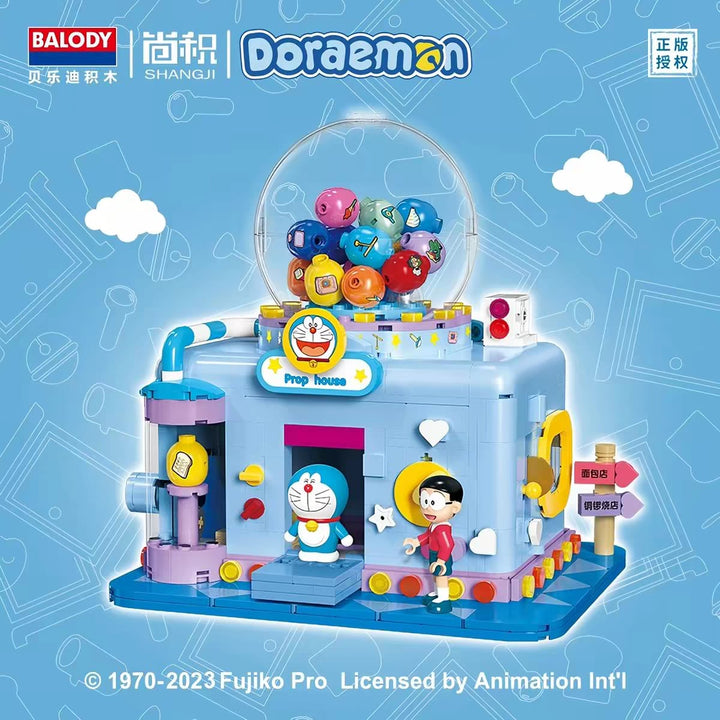 ReadyStocks Doraemon Building blocks toys 贝乐迪 小叮当 哆啦A梦 街景 建筑系列哆啦A梦电视机道具屋卡通拼装积木相机造型女生送礼佳品亚克力盒子