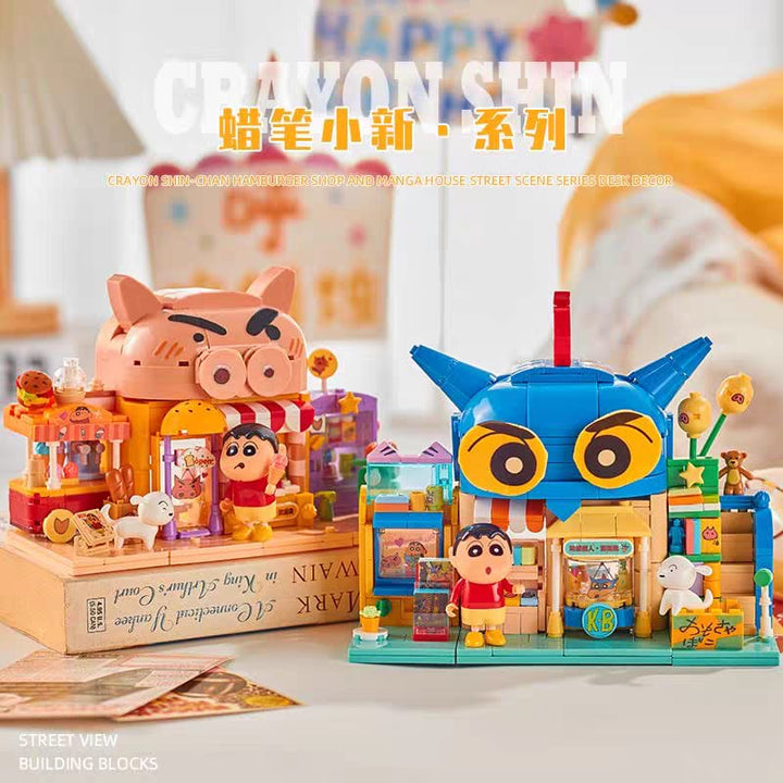 Crayon Shin-chan Zaemon Anime Comic House Mini Building Blocks 蜡笔小新左卫门动漫漫画屋小颗粒积木拼装益智玩具