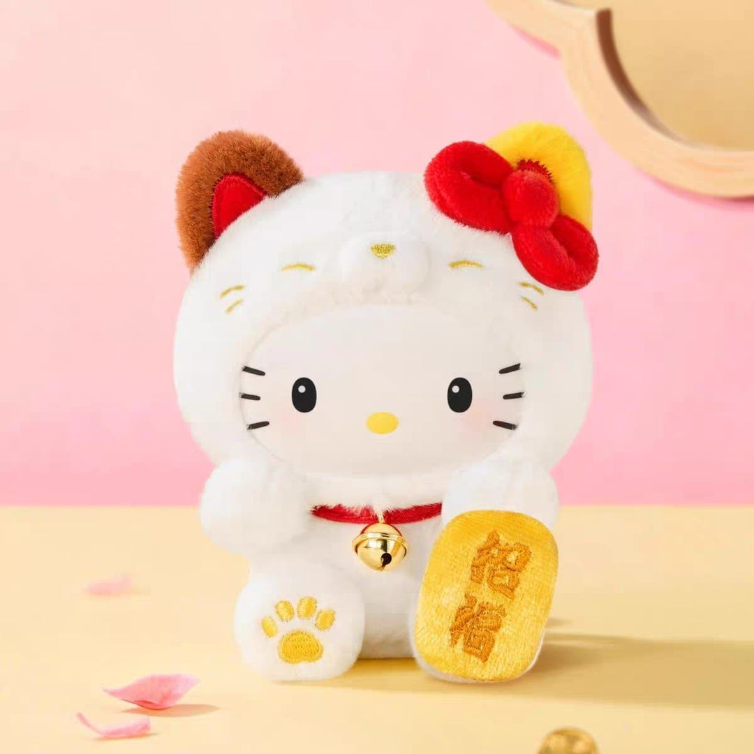 TOPTOY Sanrio Maneki Neko Blind Box Plush Keychain – Lucky Cat Hanging Charm New Year Gift TOPTOY 三丽鸥家族招财猫盲盒潮玩周边毛绒挂件女生新年礼物