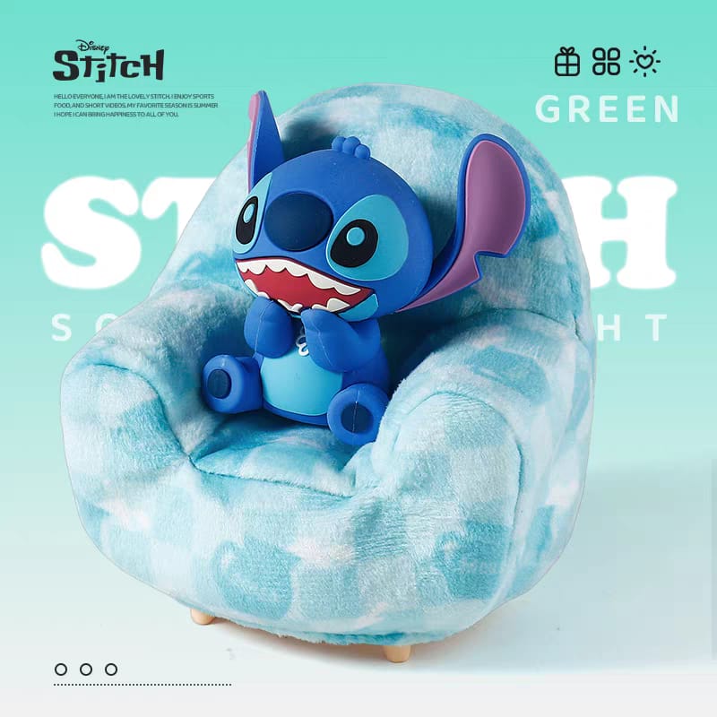 Disney Stitch Plush Night Light Sofa Tap Lamp with Phone Stand Cute Desk Decor Gift 迪士尼史迪仔小夜灯毛绒沙发拍拍灯手机支架摆件手办桌面年会礼物