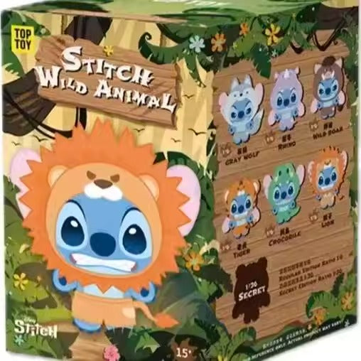 Original TOPTOY Stitch Wild Animal Series Blind Box 新品TOPTOY史迪奇野性动物系列搪胶毛绒盲盒潮玩公仔挂件生日礼物