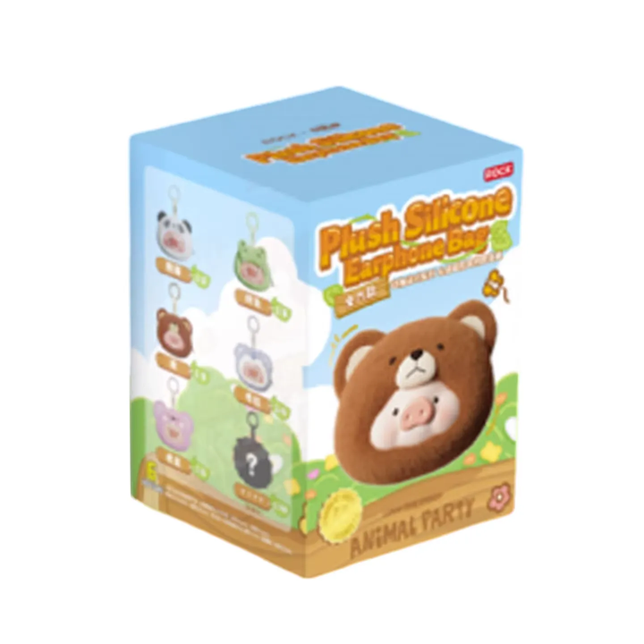 Original ToyZeroPlus Lulu The Piggy Plush Silicone Earphone Bag 罐头猪LuLu猪缤纷乐园盲盒动物派对系列猪猪摆件毛绒硅胶耳机包