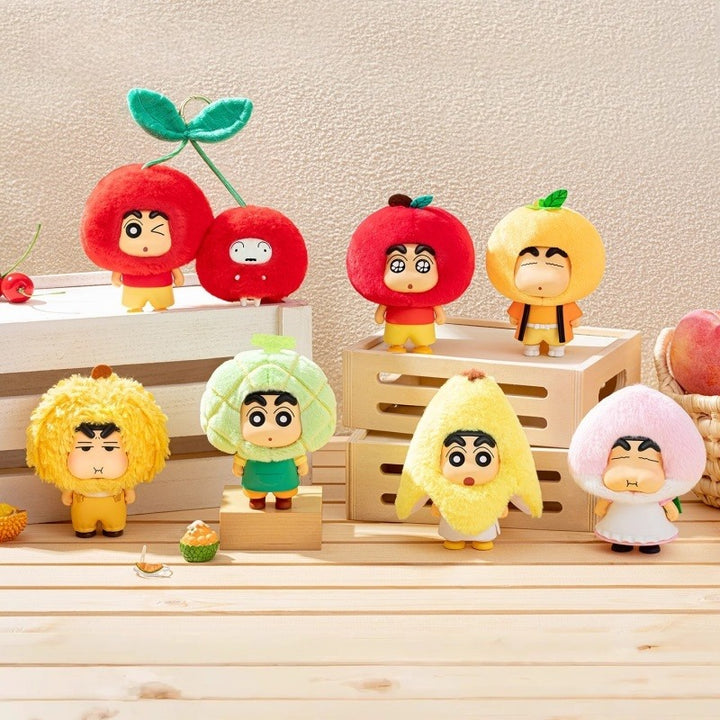 Original TOPTOY Crayon Shin-Chan Fruit Cottage Series Plush Keychain Blind Box 蜡笔小新水果小屋系列挂件盲盒