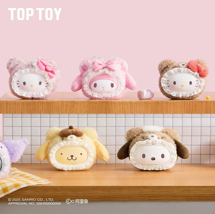 Original TOPTOY Sanrio Characters Fluffy Teddy Bear Series Blind Box 三丽鸥家族绒绒小熊系列搪胶毛绒挂件酷洛米美乐蒂盲盒礼物