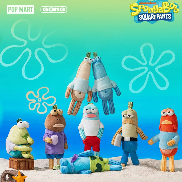Original POPMART Bikini Bottom Buddies - Whimsical Plush 泡泡玛特海绵宝宝共鸣比奇堡的居民们搞怪毛绒盲盒挂件礼