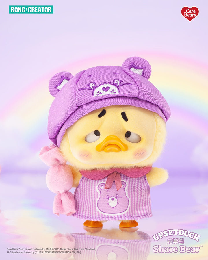 Original UpsetDuck x Care Bears - Be Rainbow Duck 正版烦人鸭化身彩虹鸭系列第五弹毛绒盲盒爱心小熊联名款