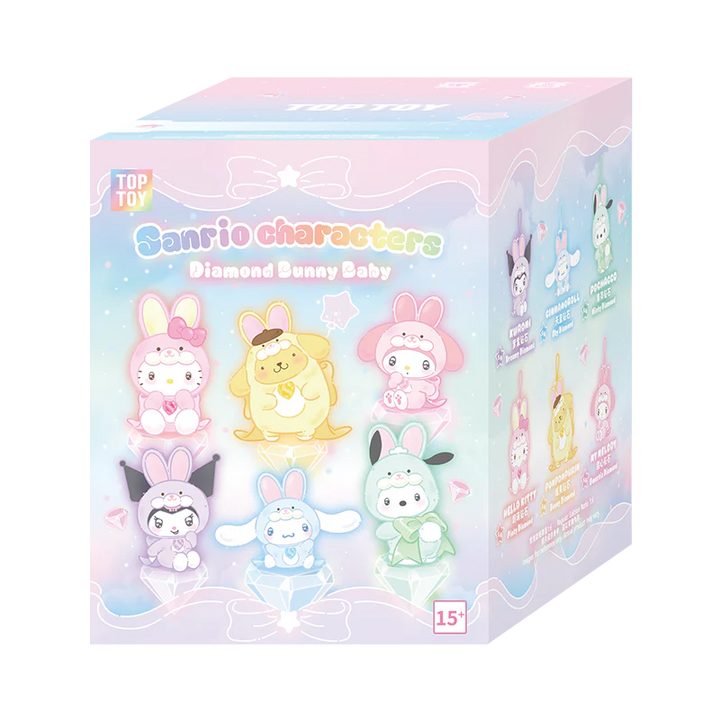 Original TOPTOY Sanrio Characters Diamond Bunny Baby Series Blind Box 三丽鸥钻石兔宝宝系列搪胶毛绒盲盒可爱挂件摆件生日礼物