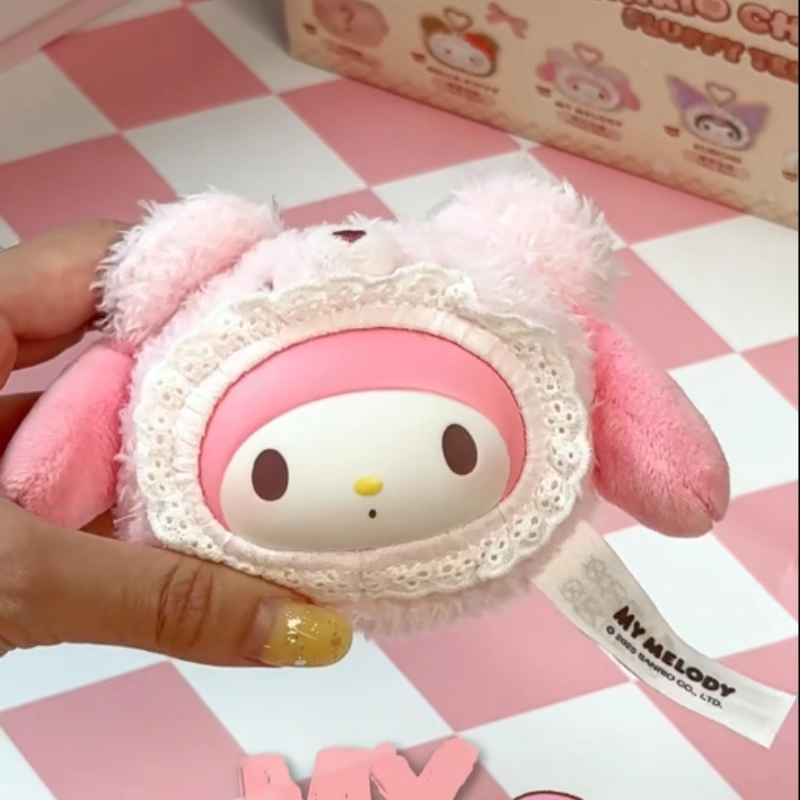 Original TOPTOY Sanrio Characters Fluffy Teddy Bear Series Blind Box 三丽鸥家族绒绒小熊系列搪胶毛绒挂件酷洛米美乐蒂盲盒礼物