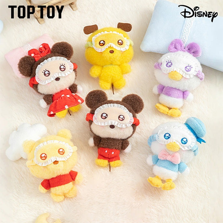 Original TOPTOY Disney Squinting Sleepwear Series Plush Pendant Blind Box 迪士尼眯眯眼睡衣系列毛绒挂件盲盒米奇朱迪可爱公仔礼物