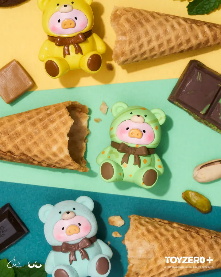 Original TOYZEROPLUS LuLu the Piggy Teddy MINI Limited Edition & Wooden Display 泰迪萌粒限定吊卡手办玩具摆件
