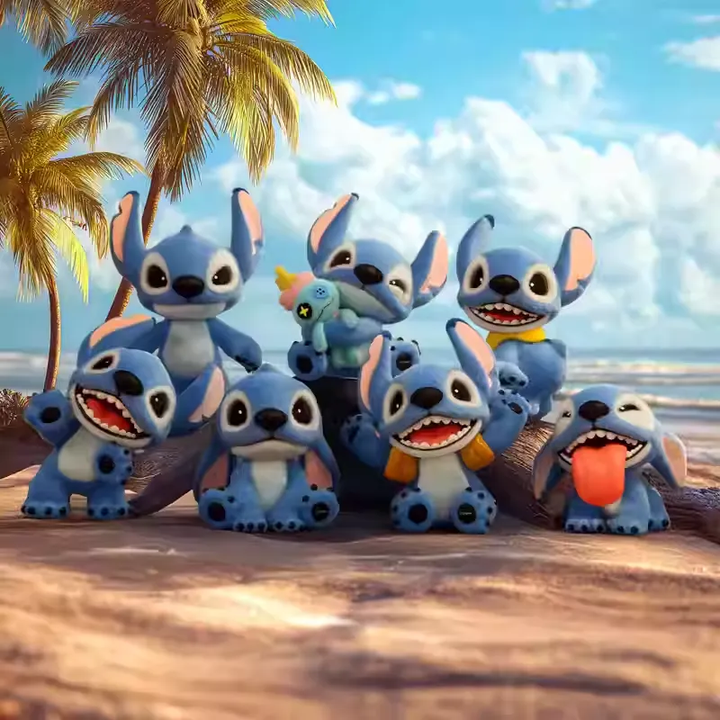 Original MINISO Disney Stitch Furry Adventure Flocking Blind Box 名创优品迪士尼史迪奇毛毛奇遇植绒盲盒潮玩公仔礼物摆件