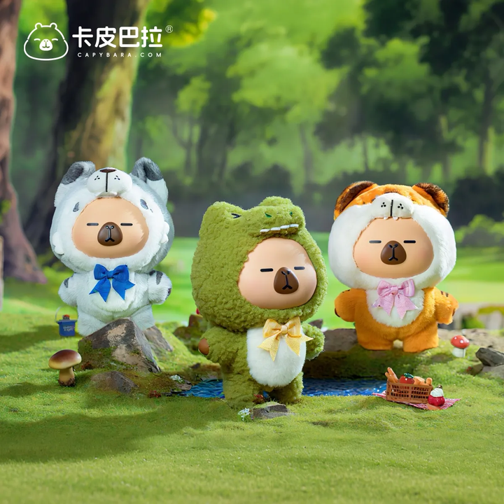 Original Capybara Pimoo Forest Monster Edition Blind Box 官方正版卡皮巴拉小黄豚国宝动物系列搪胶毛绒盲盒挂件玩偶娃娃