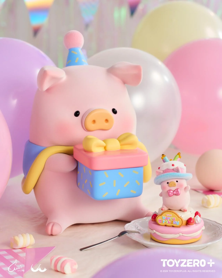 Original TOYZEROPLUS LuLu the Piggy - 3XL 5th Anniversary 正品罐头猪lulu猪五周年生日蛋糕套组限定吊卡潮玩盲盒摆件