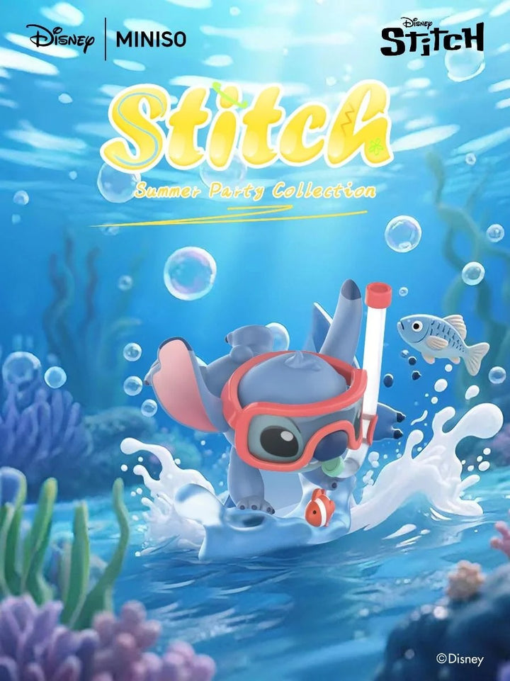 Original MINISO Disney Stitch Summer Party Series Blind Box 迪士尼史迪奇夏日派对盲盒潮玩公仔手办摆件礼物