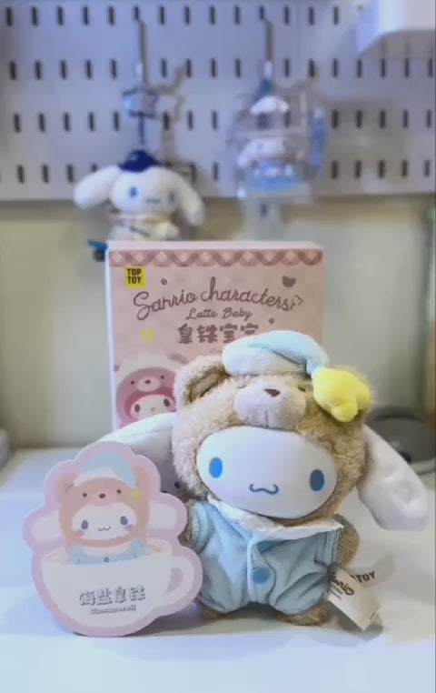 TOPTOY Sanrio Characters Latte Baby Series Blind Box Plush Toy Figure 三丽鸥家族拿铁搪胶毛绒盲盒挂件玩偶