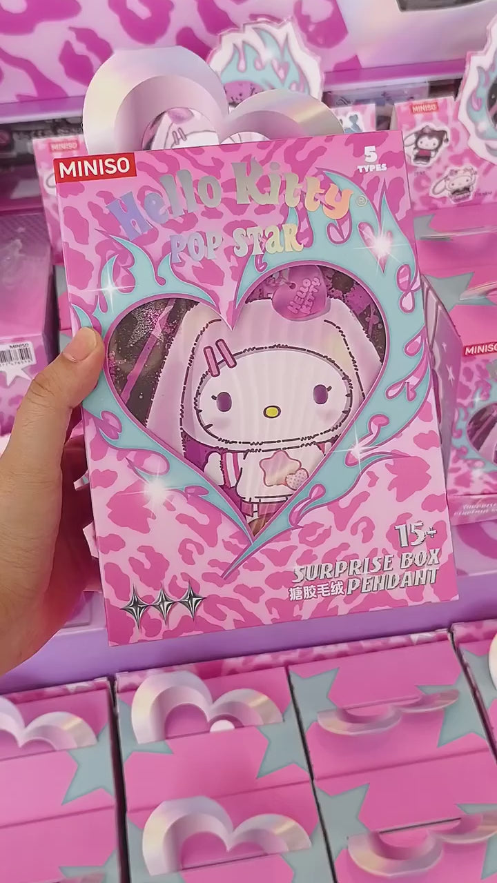 Original MINISO HELLO KITTY POP STAR Series Plush Blind Box Hello Kitty Popstar系列搪胶毛绒盲盒凯蒂猫潮流盲盒