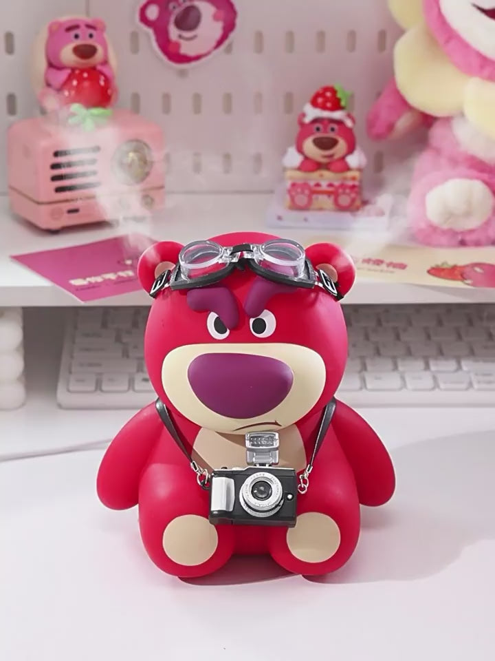 Original Lotso Bear Lamp x Humidifier 【蓝牙音箱草莓熊】仪式感包装-音箱加湿器+语音控制+草莓精油+眼镜+相机+礼袋