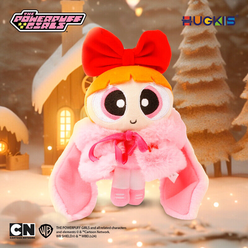 Original HUGKIS The Powerpuff Girls With Cape Cartoon Figure Plush Toy 飞天小女警斗篷毛绒玩具棉花娃娃换装娃衣公仔泡泡玩偶礼物