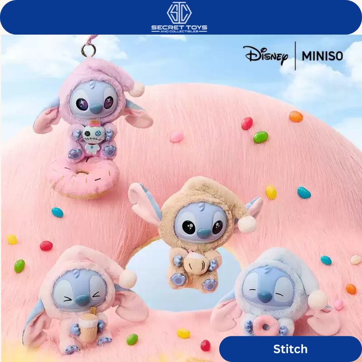 MINISO Disney Stitch Eat Something Before Sleep Series Blind Box 品史迪奇再困也要吃一口系列搪胶毛绒盲盒