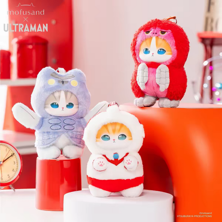 Ultraman x mofusand Cat Sandy Collaboration Kiramekko Series Plush Keychain【圆谷】奥特曼 x mofusand猫福珊迪联名Kiramekko系列毛绒挂件