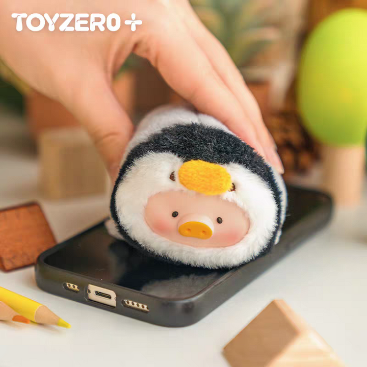 TOYZERO+ LuLu Canned Pig Animal Party Series 2 Together Lying Down Plush Keychain Blind Box 罐头猪动物派对系列2一起趴趴胶脸毛绒挂件盲盒